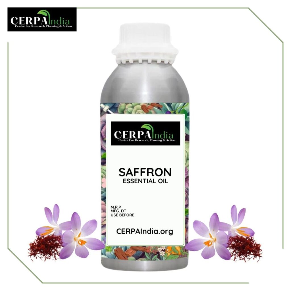 Bottle of Saffron Essential Oil with Saffron Strands